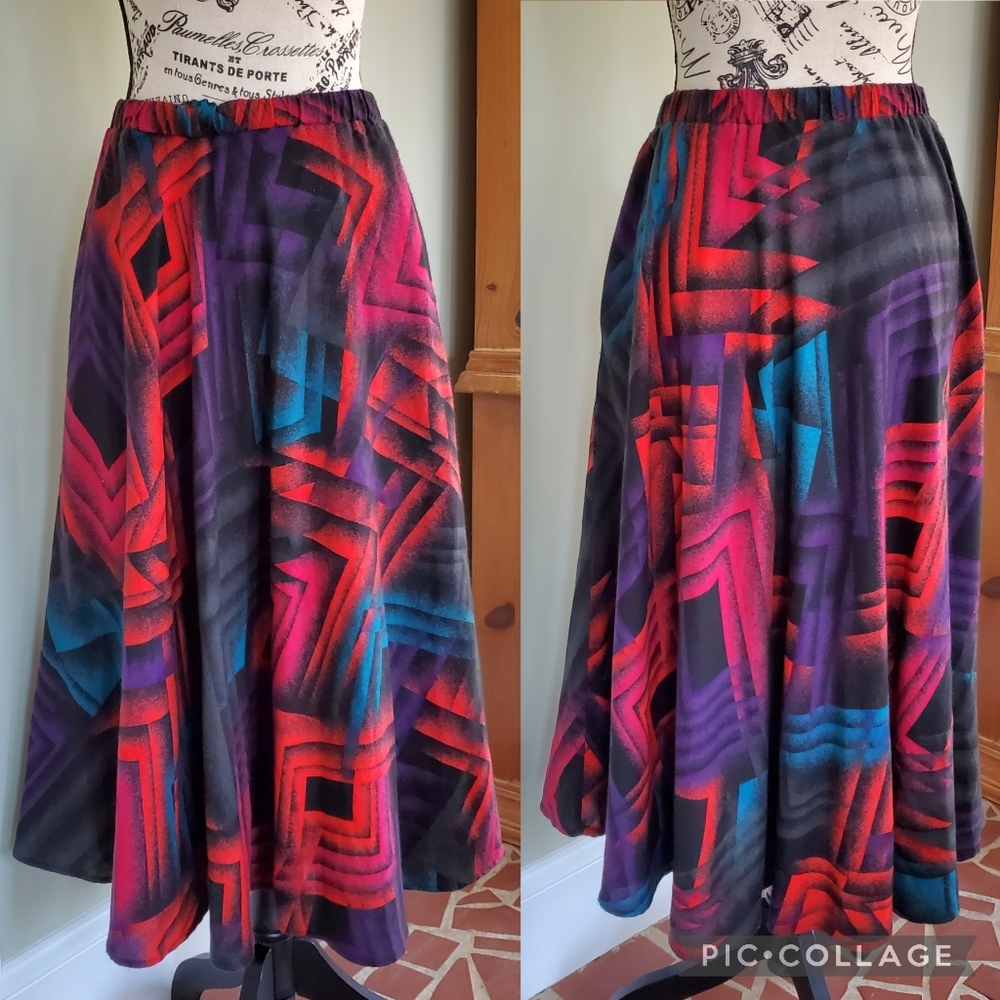 Vintage 80s Anthony Sicari Colorful Abstract Geometric Skirt - Picture 2 of 10